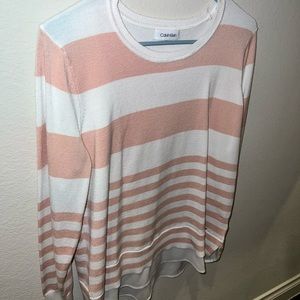 Calvin Klein Pink striped long sleeve sweater shirt. Woman’s size MEDIUM